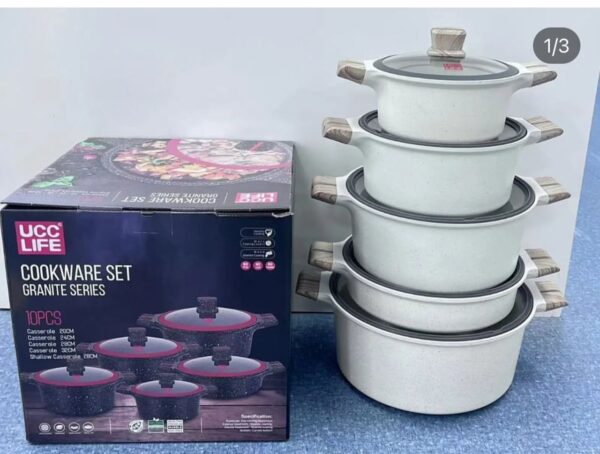 UCC Life Cookware Set Granite Series 10Pcs