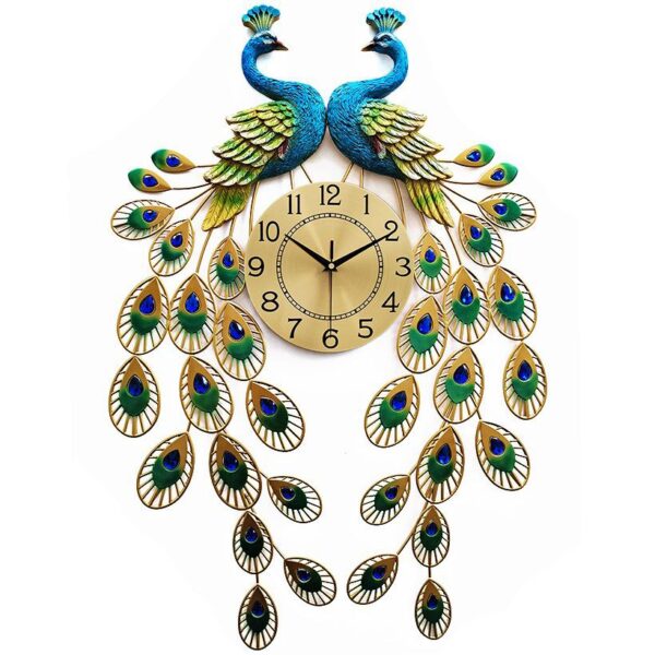 2 Head Peacock Wall Clock